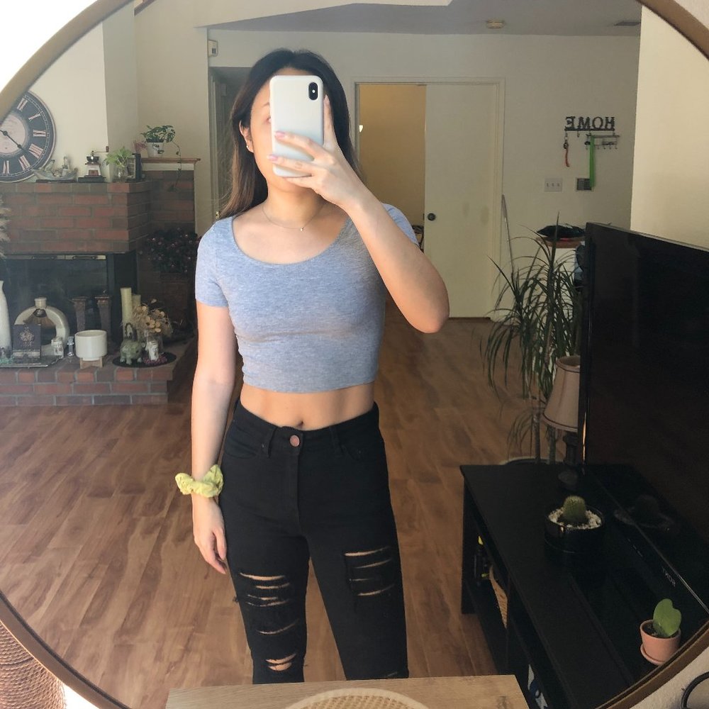 H&M Gray Crop Tee